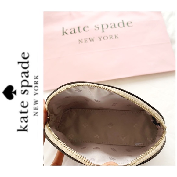 NWT Kate Spade glitter cosmetics bag pale gold - Picture 5 of 5